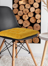 Velvet Slip Free Tufted  Chair Cushion Dark Mustard 40x40cm - Pack of 2 - Cotton Home