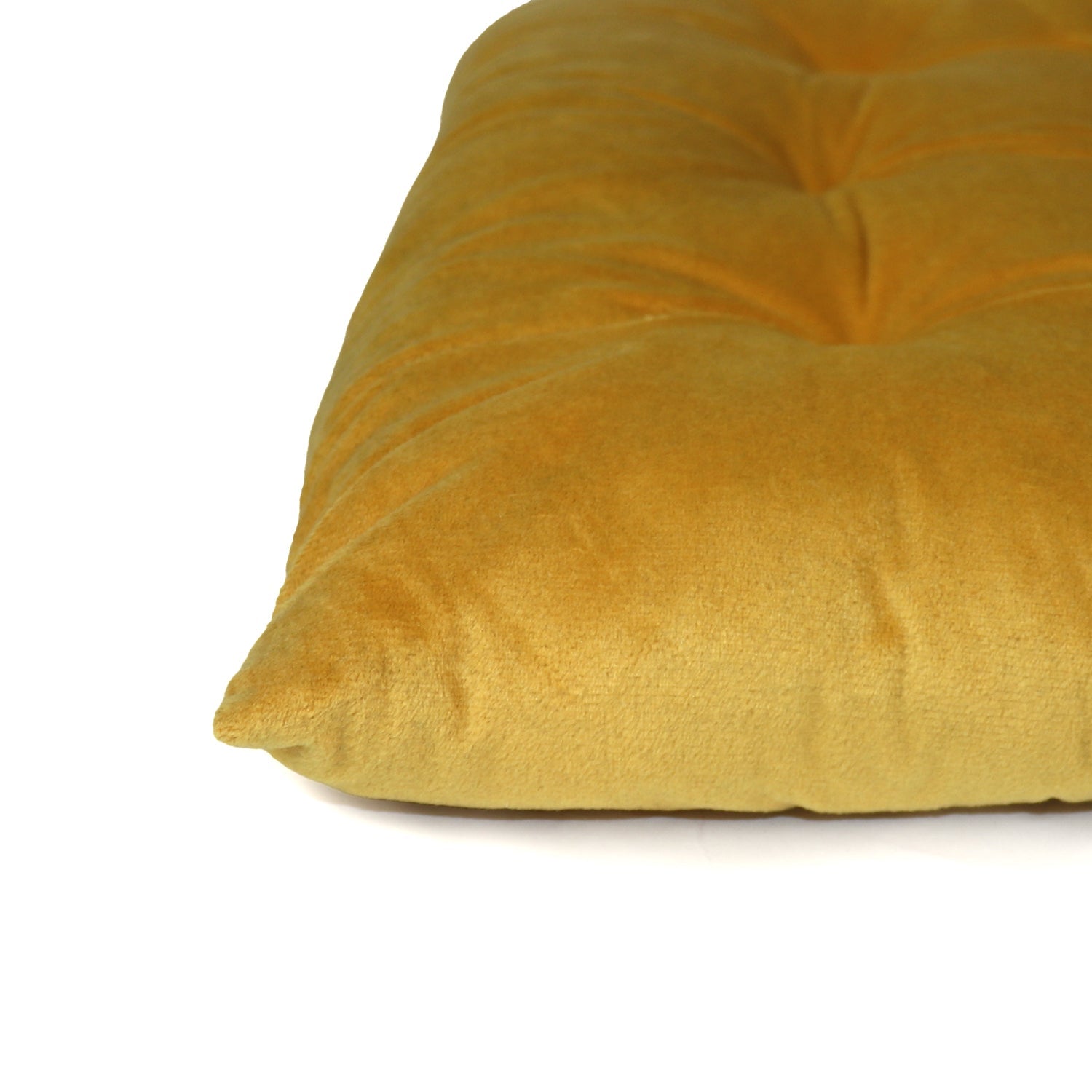 Velvet Slip Free Tufted  Chair Cushion Dark Mustard 40x40cm - Pack of 2