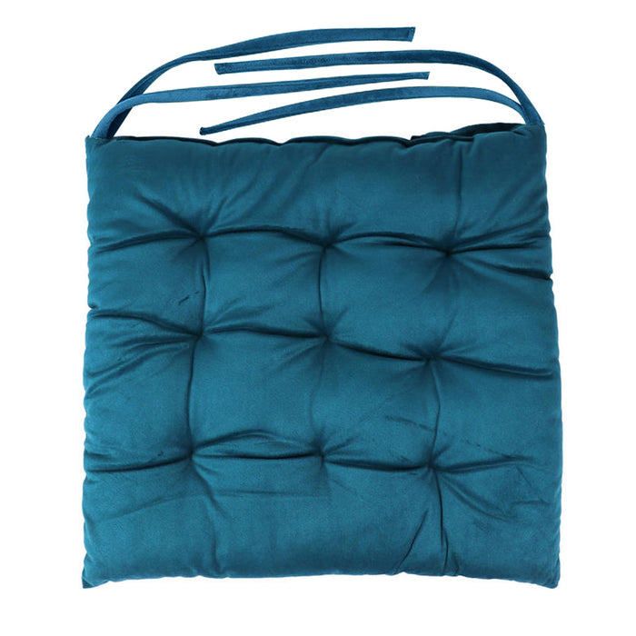 Velvet Slip Free Tufted  Chair Cushion Dark Teal 40x40cm - Pack of 2