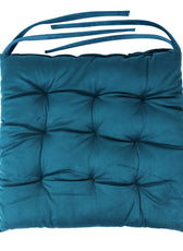Velvet Slip Free Tufted  Chair Cushion Dark Teal 40x40cm - Cotton Home