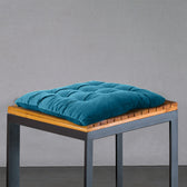 Velvet Slip Free Tufted  Chair Cushion Dark Teal 40x40cm - Pack of 2