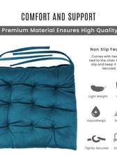 Velvet Slip Free Tufted  Chair Cushion Dark Teal 40x40cm - Cotton Home