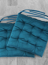 Velvet Slip Free Tufted  Chair Cushion Dark Teal 40x40cm - Pack of 2 - Cotton Home