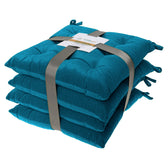 Velvet Slip Free Tufted  Chair Cushion Dark Teal 40x40cm - Pack of 4