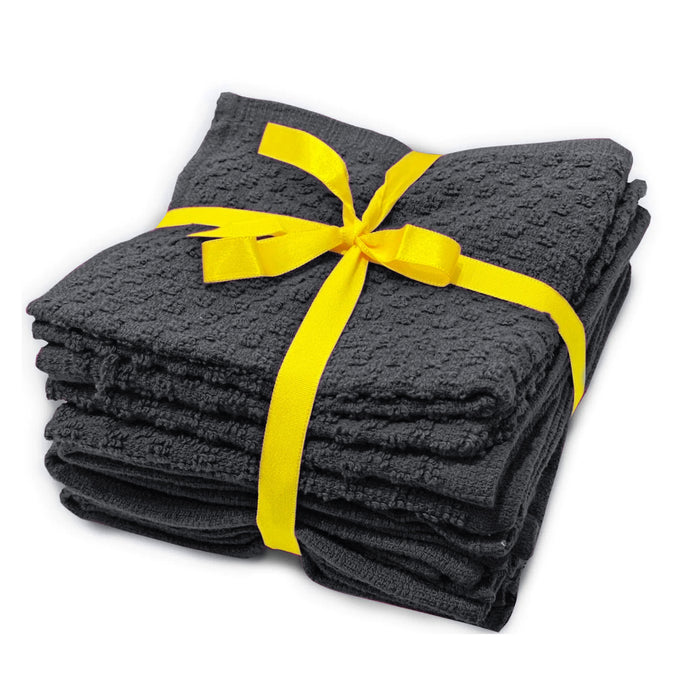 Premium Kitchen Towels Pack of 8 Dark Grey 100% Cotton 40cm x 70cm Absorbent Dish Towels - 425 GSM Tea Towel, Terry Kitchen Dishcloth Towels- Grey Dish Cloth for Household Cleaning