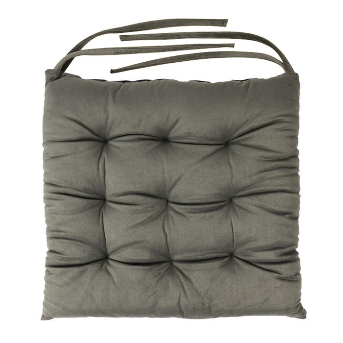 Velvet Slip Free Tufted  Chair Cushion Dark Grey 40x40cm - Pack of 2
