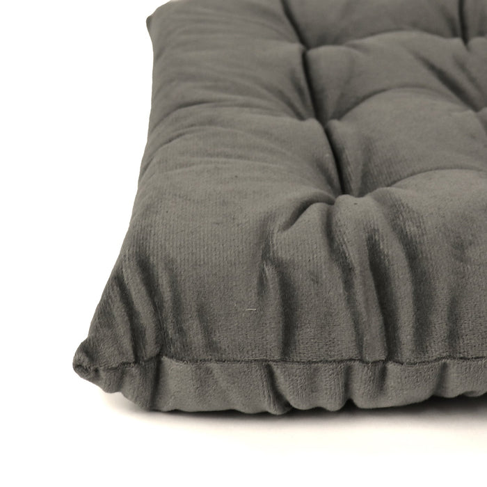 Velvet Slip Free Tufted  Chair Cushion Dark Grey 40x40cm - Pack of 2