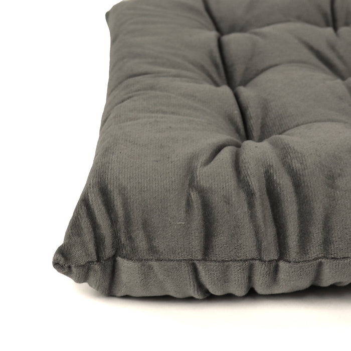 Velvet Slip Free Tufted  Chair Cushion Dark Grey 40x40cm