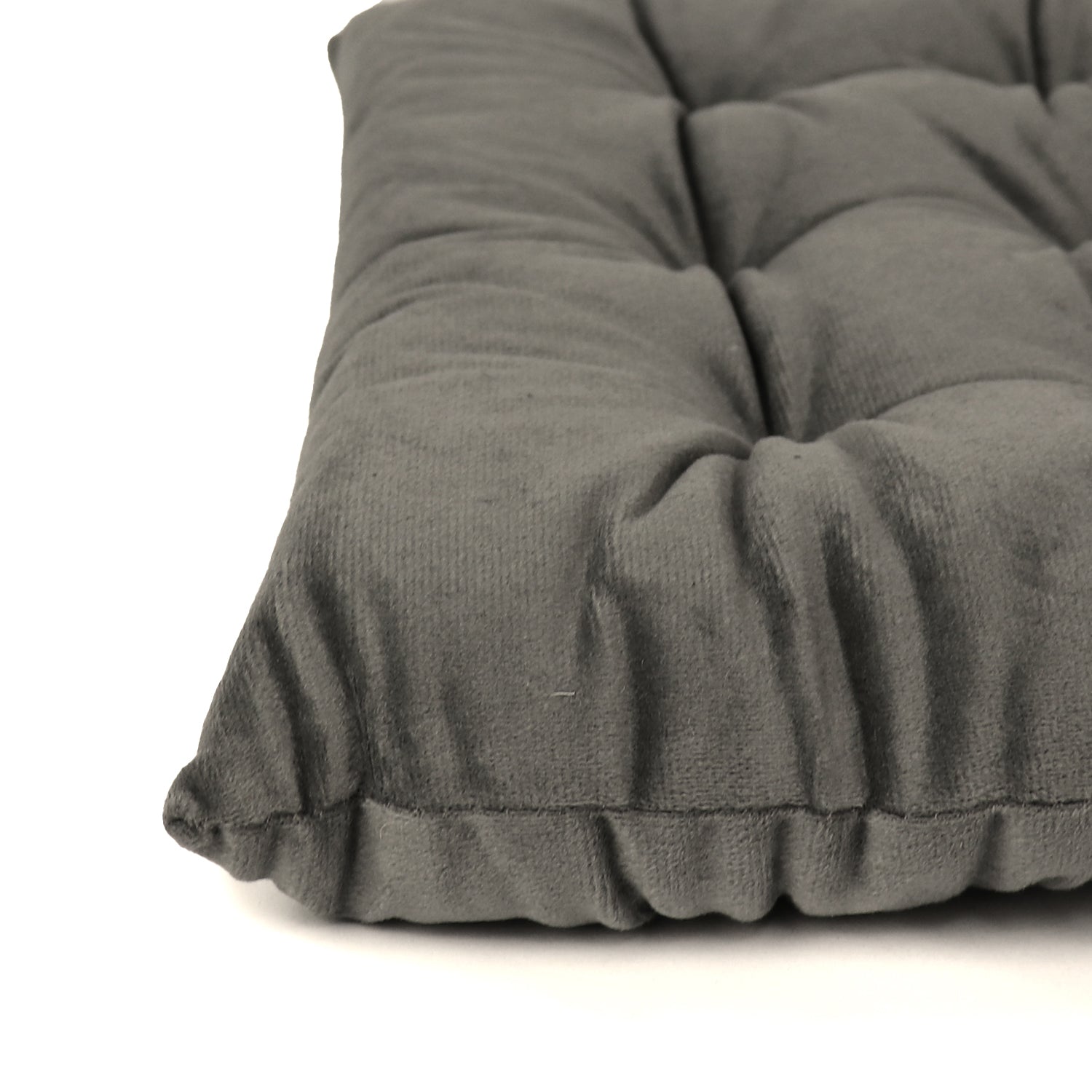 Velvet Slip Free Tufted  Chair Cushion Dark Grey 40x40cm - Pack of 4