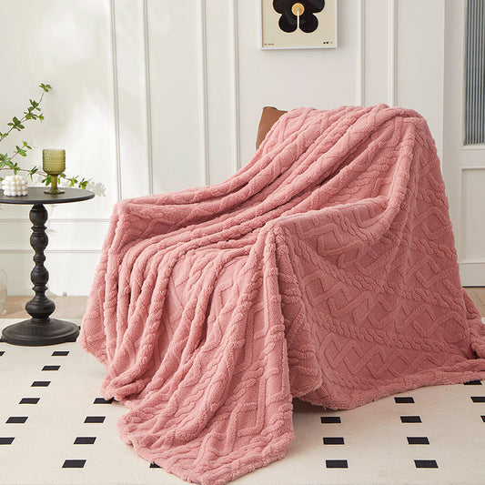 Premium Jacquard Blanket Double Size Pink