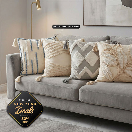 New Year Essentials Combo – 4PC Boho Cushion Covers & Cushion Bundle 29