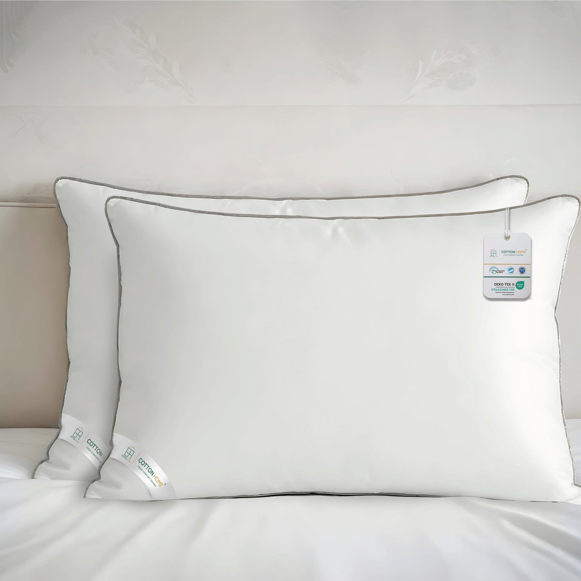 Four Seasons Delight Pillow 50X70 cm With Grey Cord Down Alternative White Pack of 2