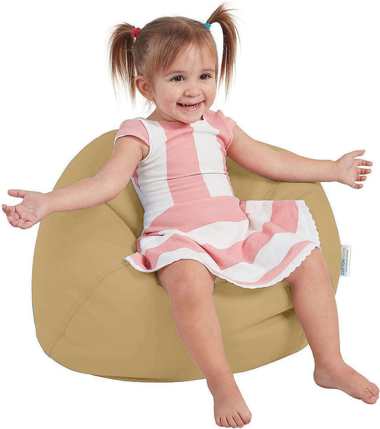 Kids Bean Bag Dark Beige Small Size Indoor Outdoor Furniture Sofa Zipper Closure Couch PU Leather Polystyrene Beads Filling Chair Comfy Washable Durable Room Organizer for kids 50x80x80cm - Cotton Home
