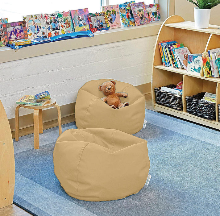 Kids Bean Bag Dark Beige Small Size Indoor Outdoor Furniture Sofa Zipper Closure Couch PU Leather Polystyrene Beads Filling Chair Comfy Washable Durable Room Organizer for kids 50x80x80cm