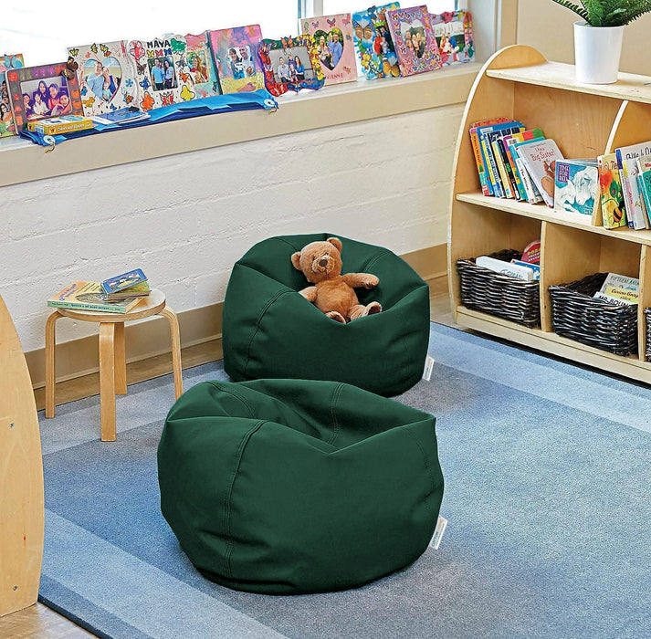 Kids Bean Bag Emerald Green Small Size Indoor Outdoor Furniture Sofa Zipper Closure Couch PU Leather Polystyrene Beads Filling Chair Comfy Washable Durable Room Organizer for kids 50x80x80cm