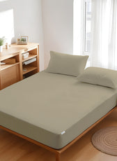 Egyptian Cotton Dobby 3PC Fitted Sheet 200X200+30CM Tiled Beige