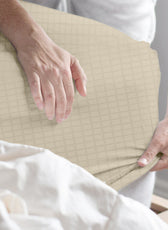 Egyptian Cotton Dobby 3PC Fitted Sheet 200X200+30CM Tiled Beige