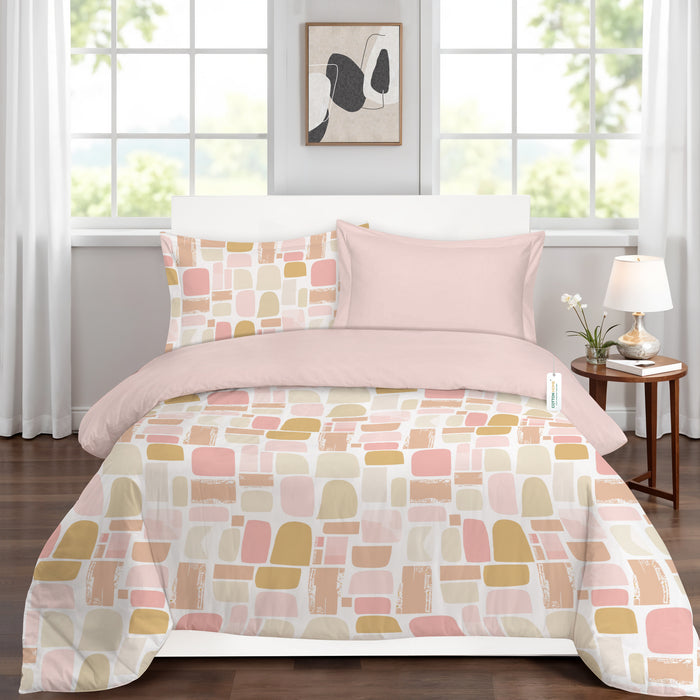 Back to School Comfort Combo - 6PC Kids Duvet Cover Set 160x220 with Pillows - Warm Blocks