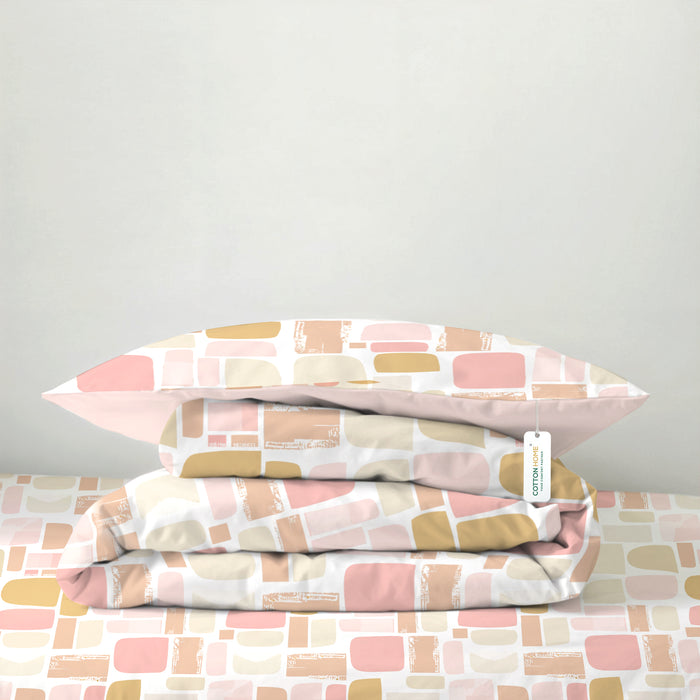 Back to School Comfort Combo - 6PC Kids Duvet Cover Set 160x220 with Pillows - Warm Blocks