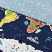 3PC Kids Duvet Cover Set – 135x220 Animal Atlas Design 100% Premium Cotton