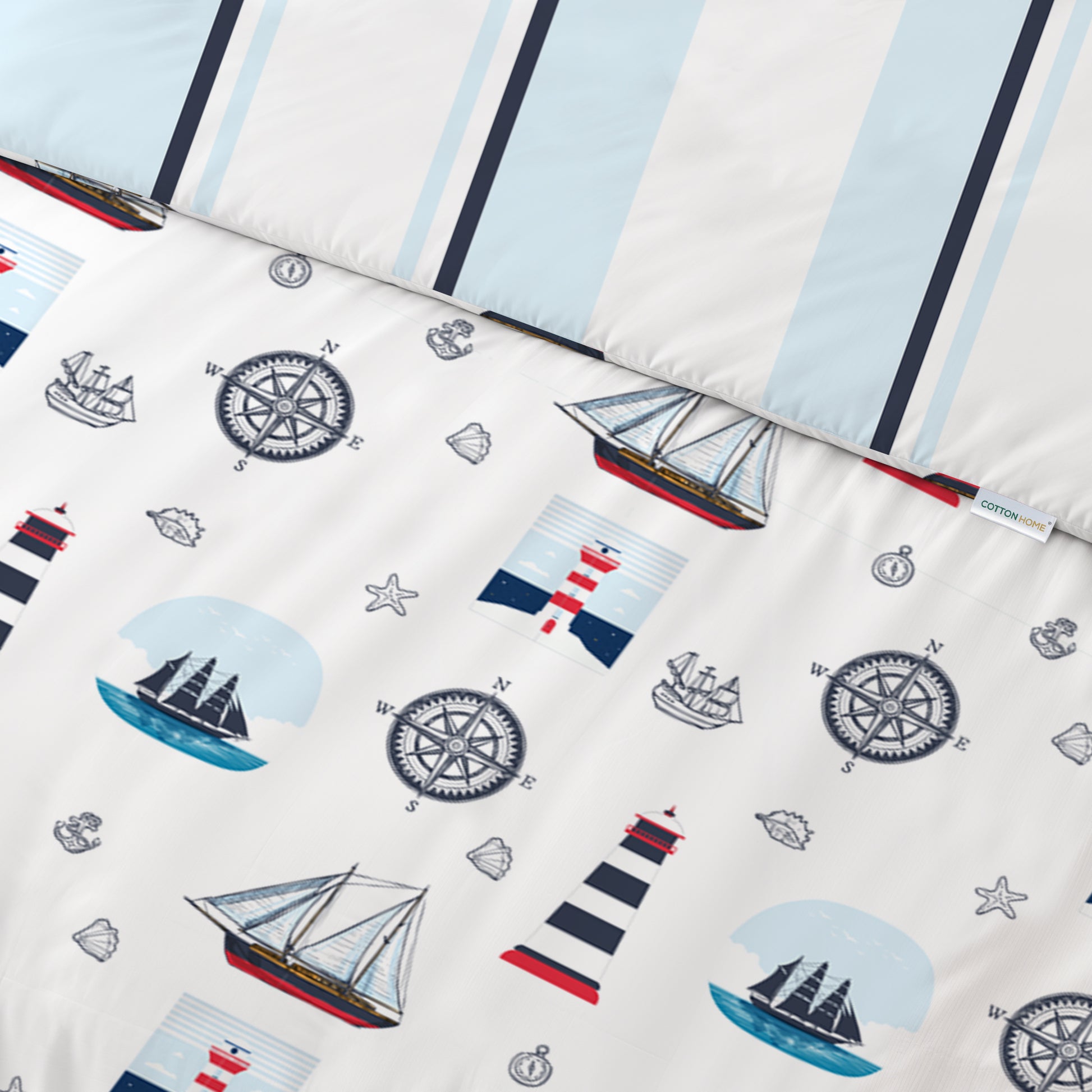 3PC Kids Duvet Cover Set – 135x220 Little Sailors Design 100% Premium Cotton
