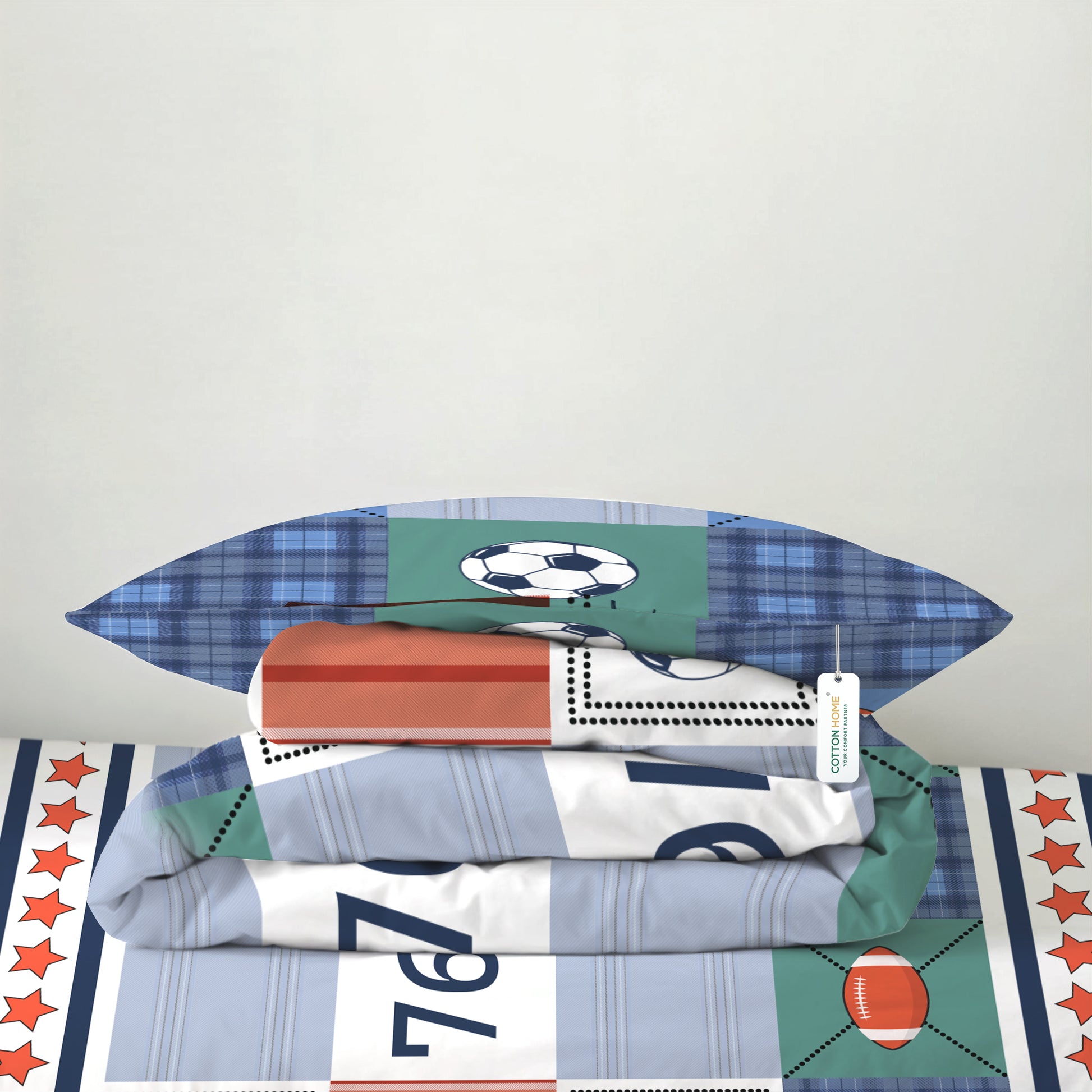 3PC Kids Duvet Cover Set – 135x220 Champions Design 100% Premium Cotton