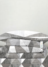 4PC Kids Duvet Cover Set – 160x220 Graphite Angles Design 100% Premium Cotton