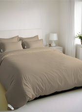 6 Piece Duvet Cover Set 240x260cm Supersoft Light Brown