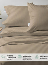 6 Piece Duvet Cover Set 240x260cm Supersoft Light Brown