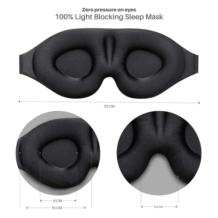 Adjustable 3D Sleep Mask – Ultra Soft, Light-Blocking Eye Cover for Travel & Relaxation