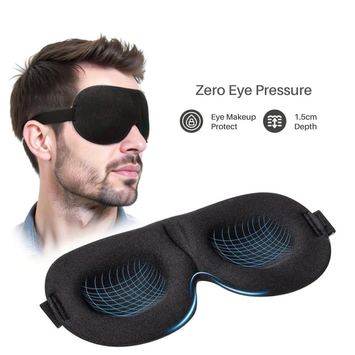 Adjustable 3D Sleep Mask – Ultra Soft, Light-Blocking Eye Cover for Travel & Relaxation