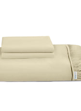3 Piece Fitted Sheet Set Super Soft Beige Single Size 120x200+25cm with 2 Pillow Case - Cotton Home