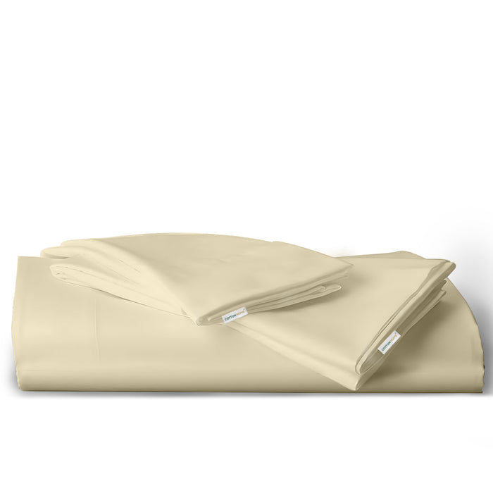 3 Piece Flat Sheet Set Super Soft Beige Single Size 160x220 with 2 Pillow Case