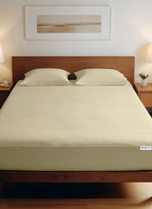 3 Piece Fitted Sheet Set Super Soft Beige Single Size 120x200+25cm with 2 Pillow Case - Cotton Home