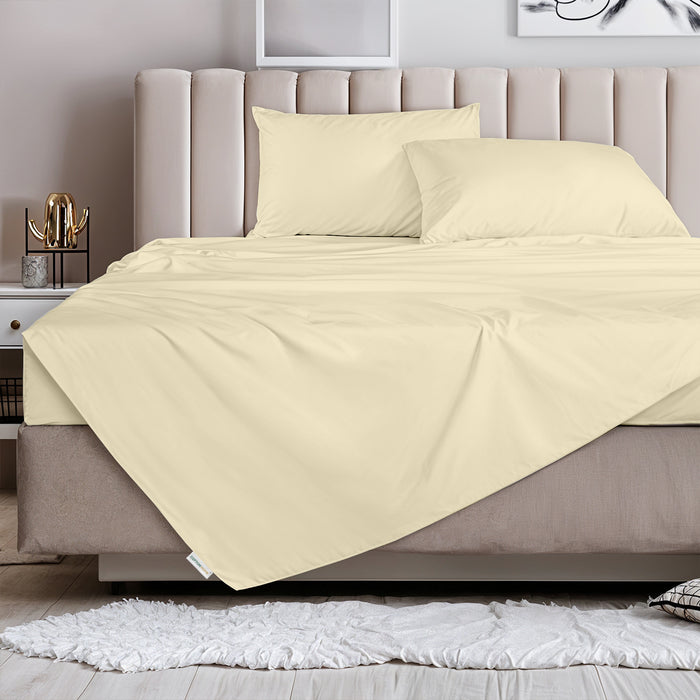 3 Piece Flat Sheet Set Super Soft Beige Single Size 160x220 with 2 Pillow Case