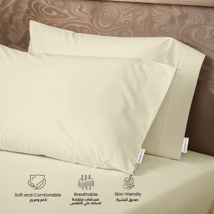 3 Piece Flat Sheet Set Super Soft Beige Single Size 160x220 with 2 Pillow Case