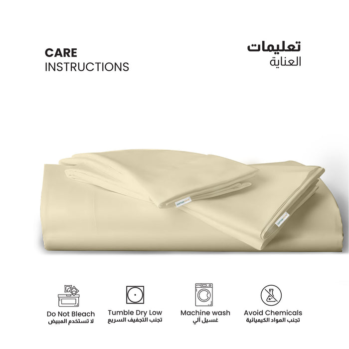 3 Piece Flat Sheet Set Super Soft Beige Single Size 160x220 with 2 Pillow Case