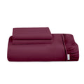 3 Piece Fitted Sheet Set Super Soft Burgundy Single Size 90x200+20cm with 2 Pillow Case