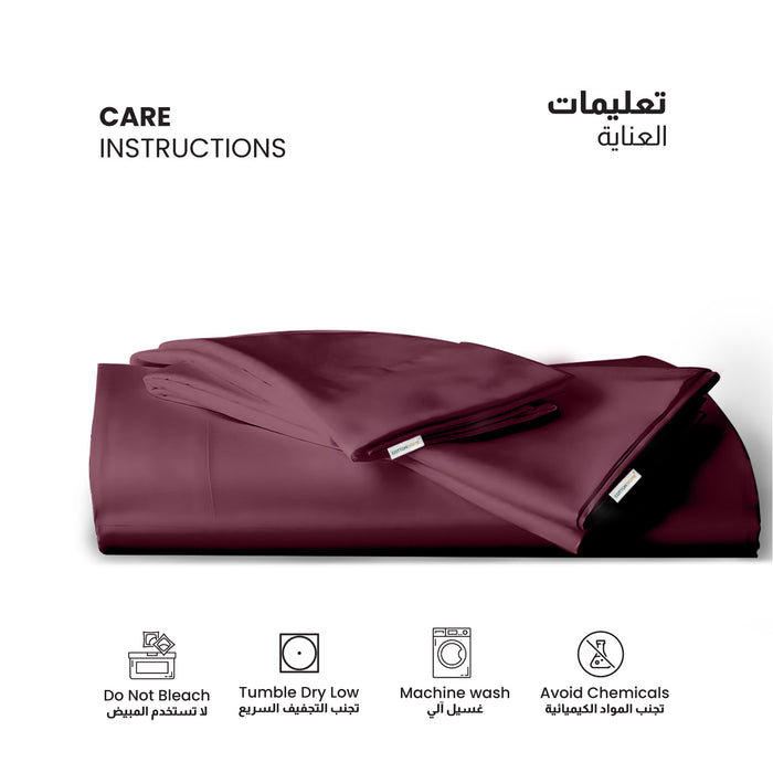 3 Piece Flat Sheet Set Super Soft Burgundy Single Size 160x220 with 2 Pillow Case