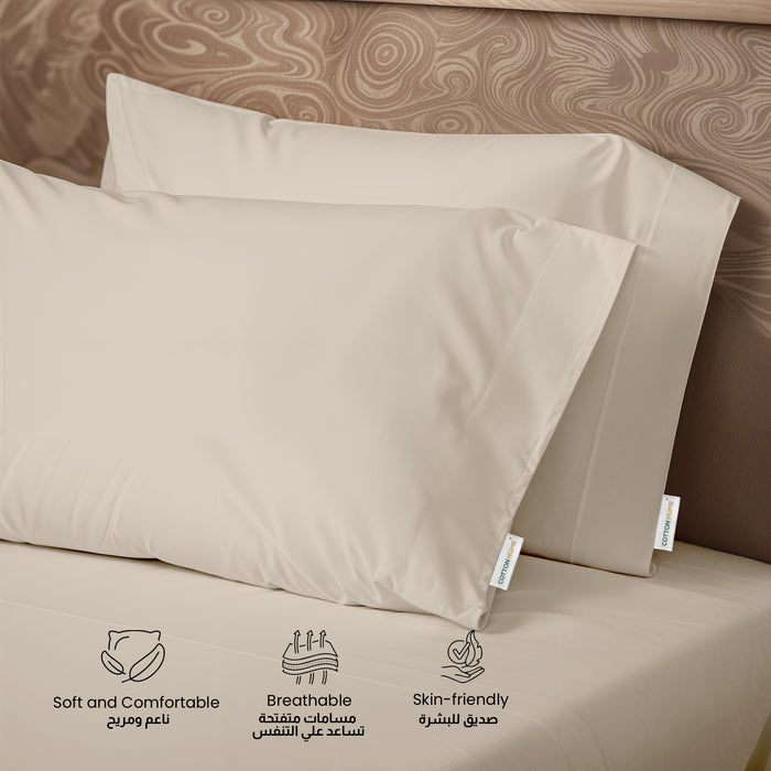 3 Piece Flat Sheet Set Super Soft Dark Beige Single Size 160x220 with 2 Pillow Case