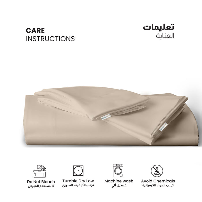 3 Piece Flat Sheet Set Super Soft Dark Beige Single Size 160x220 with 2 Pillow Case