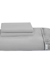 3 Piece Fitted Sheet Set Super Soft Grey Single Size 120x200+25cm with 2 Pillow Case - Cotton Home