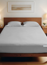3 Piece Fitted Sheet Set Super Soft Grey Single Size 120x200+25cm with 2 Pillow Case - Cotton Home