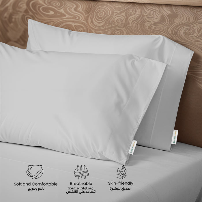 3 Piece Flat Sheet Set Super Soft Grey Single Size 160x220 with 2 Pillow Case