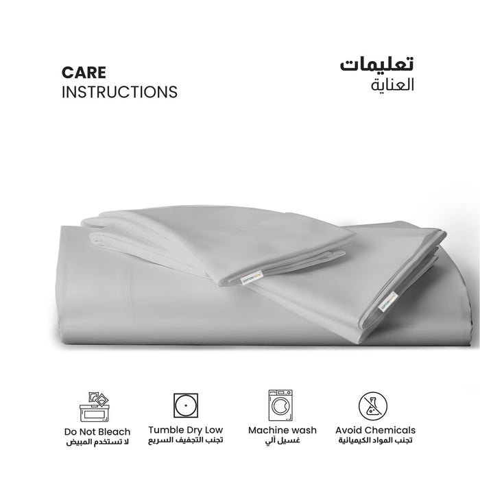 3 Piece Flat Sheet Set Super Soft Grey Single Size 160x220 with 2 Pillow Case