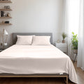 3 Piece Flat Sheet Set Super Soft Ivory Super King Size 240x260 with 2 Pillow Case