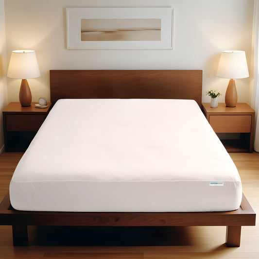 Super Soft Twin Size Fitted sheet 160x200+30 CM Ivory with Deep Pockets - Cotton Home