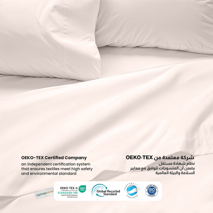3 Piece Flat Sheet Set Super Soft Ivory Single Size 160x220 with 2 Pillow Case