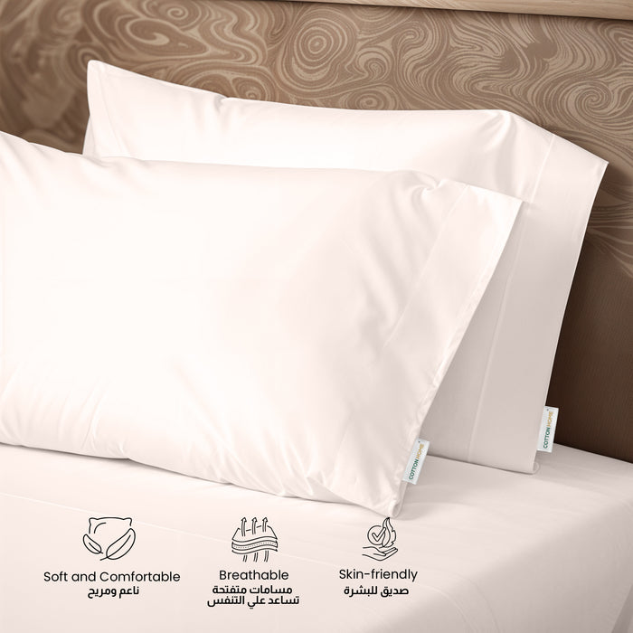 3 Piece Flat Sheet Set Super Soft Ivory Single Size 160x220 with 2 Pillow Case