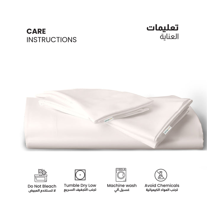 3 Piece Flat Sheet Set Super Soft Ivory Single Size 160x220 with 2 Pillow Case